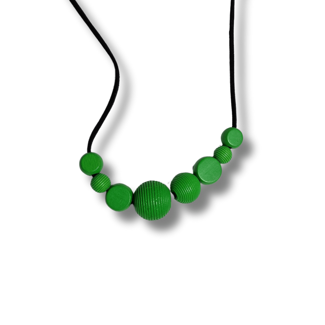 Colier handmade cu mărgele rotunde din lemn - verde - CadoArt