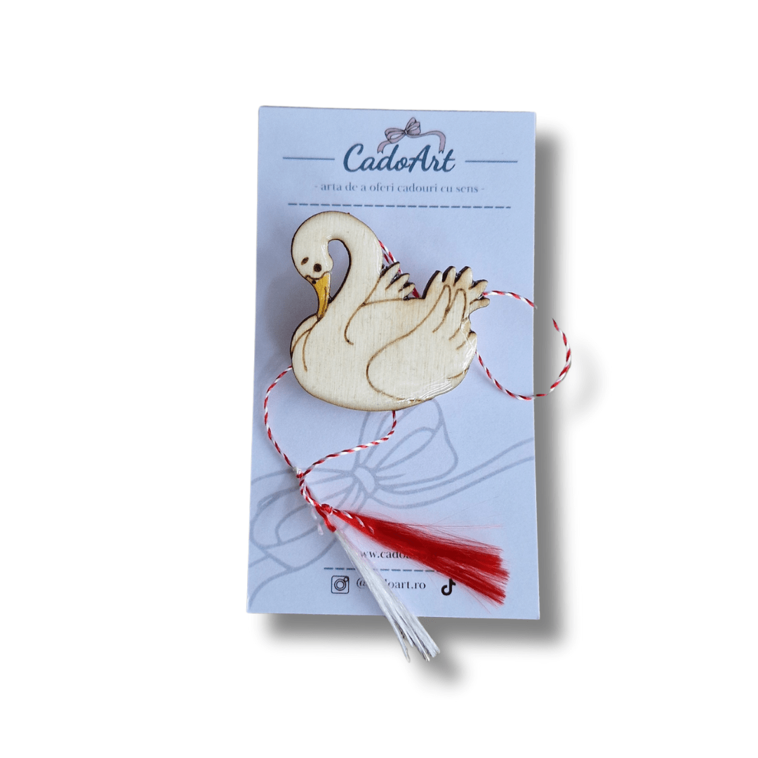 Mărțișor tip Broșă cu Lebădă - CadoArt