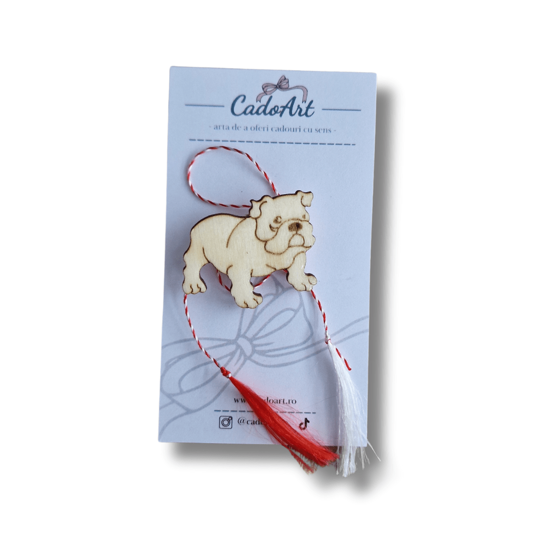 Mărțișor tip Broșă din Lemn – Bulldog - CadoArt