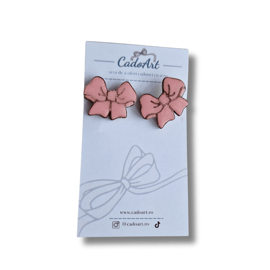 Cercei cu Fundiță CadoArt roz, pictați manual - CadoArt