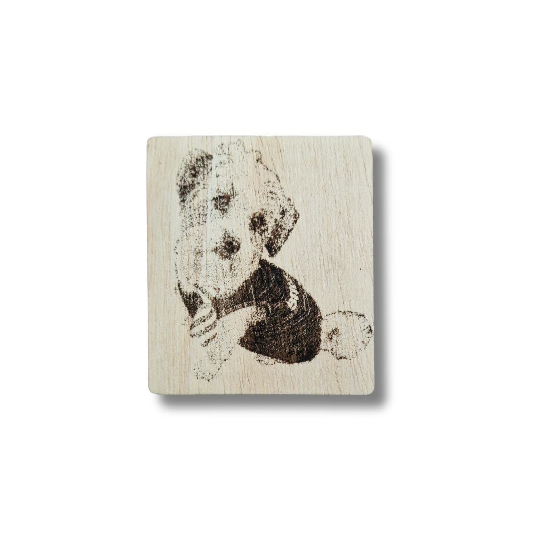 Magnet de frigider personalizat cu fotografie gravată pe lemn
