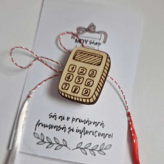 Mărțișor Broșă pentru Profesori de Economie și Contabili – Calculator de Calculat - CadoArt