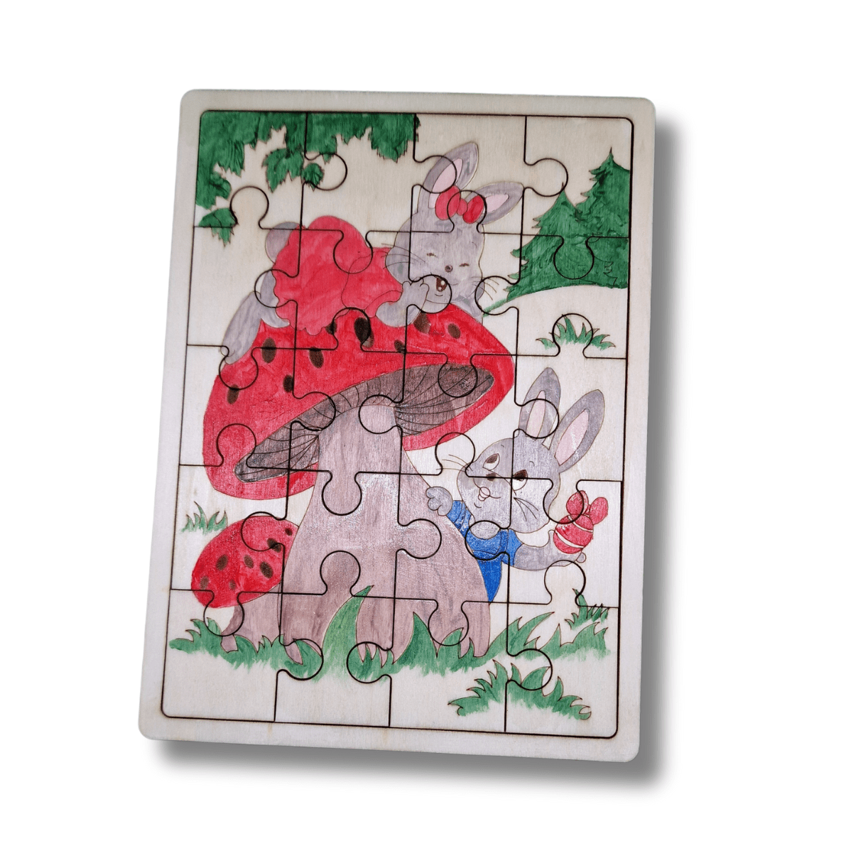 Puzzle din lemn pictat manual cu tematică de Paște - CadoArt