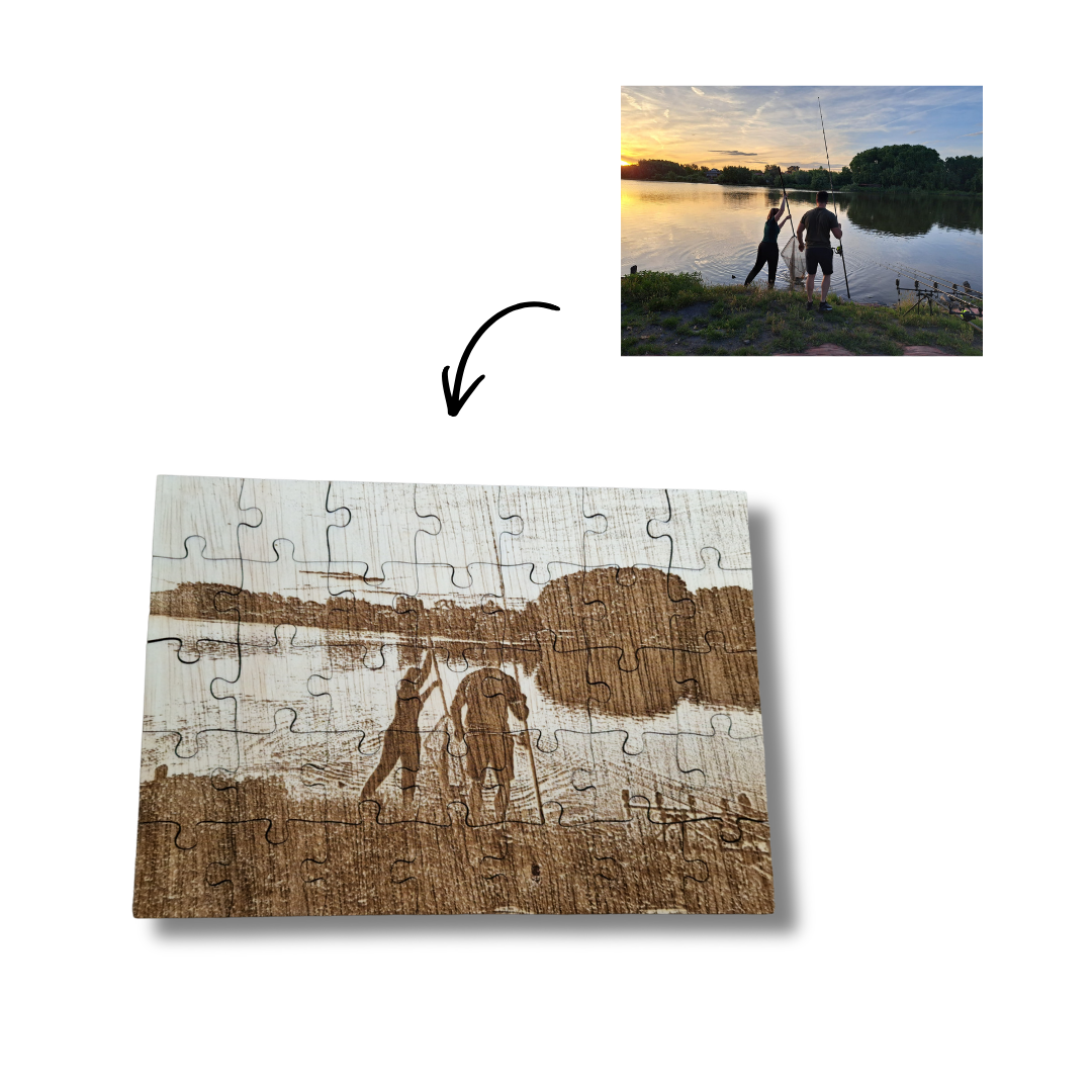 puzzle din lemn personalizat cu fotografie prin gravura laser personalizata