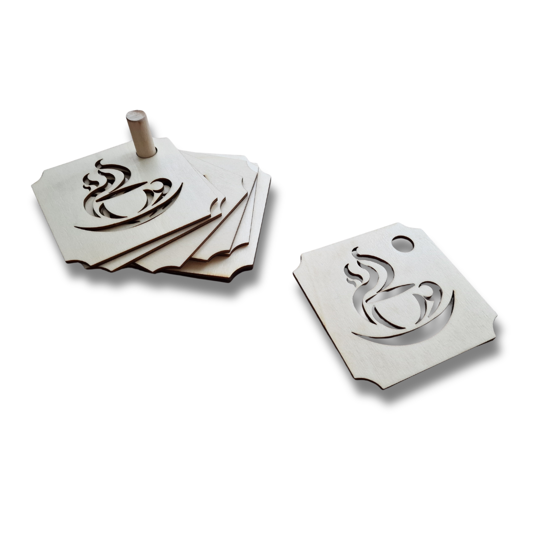 set coasters din lemn cu suport