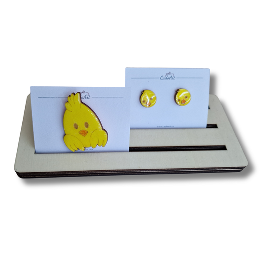 display din lemn pentru expunerea cerceilor, handmade, pentru târg