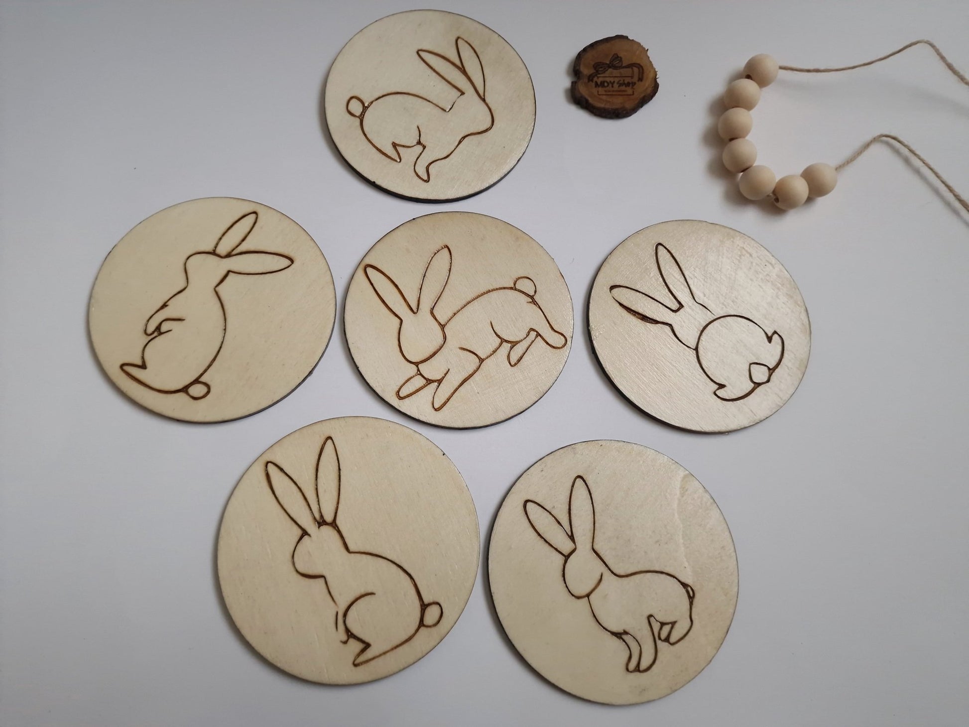 Set suporturi pentru cană sau pahar (coasters) cu Iepurași de Paște - CadoArt